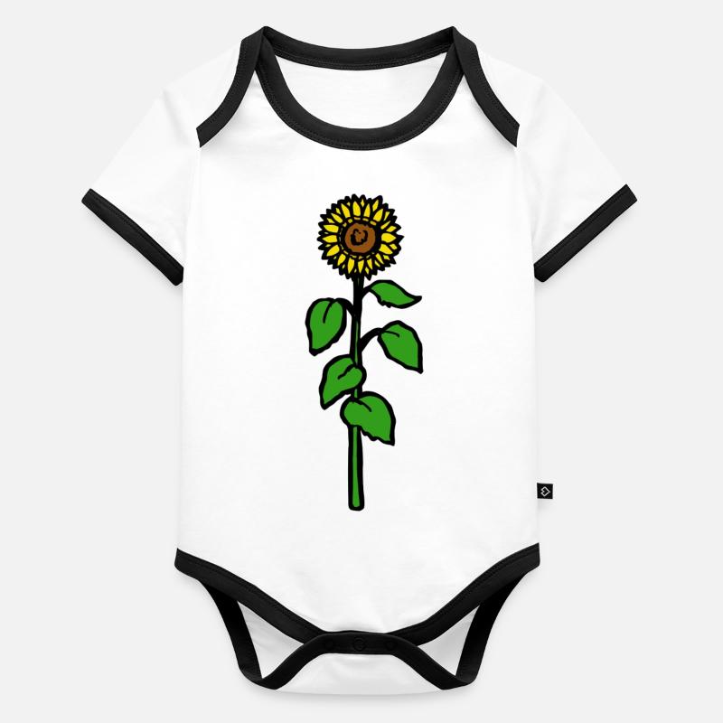 Sonnenblume Ölflanze Blüte lustige Geschenkidee Baby Bio-Kurzarm-Kontrastbody