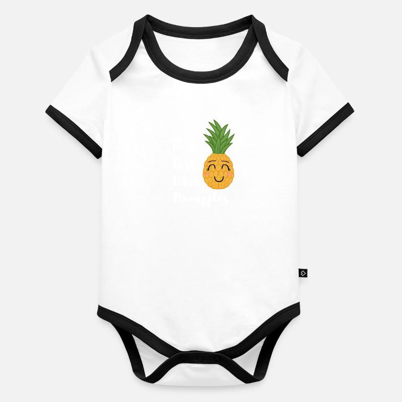 Mädchen mag Ananas, tropische Früchte, Sommer Baby Bio-Kurzarm-Kontrastbody