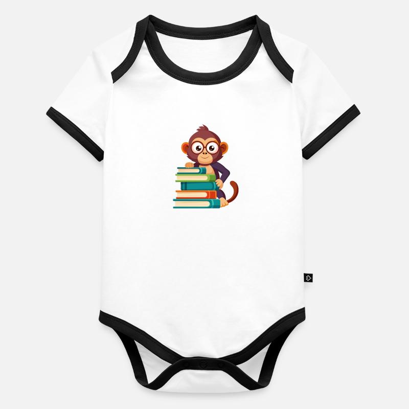 Jungle Junior: Verspieltes Affenabenteuer - Baby Bio-Kurzarm-Kontrastbody - undefined