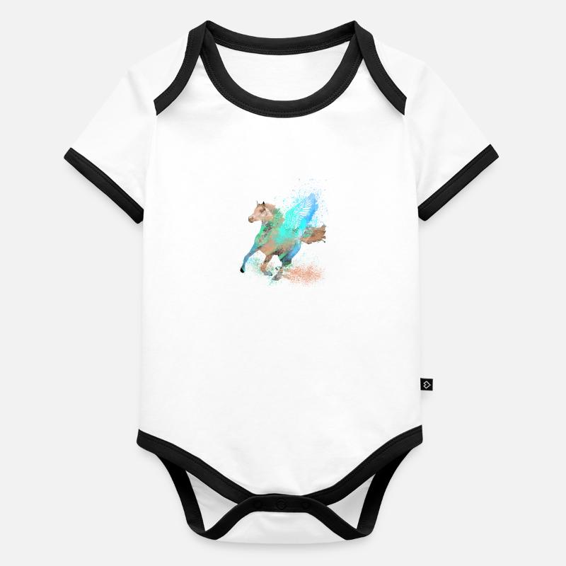 fliegendes pferd,pferd mit flügel,pferd,graffiti Baby Bio-Kurzarm-Kontrastbody