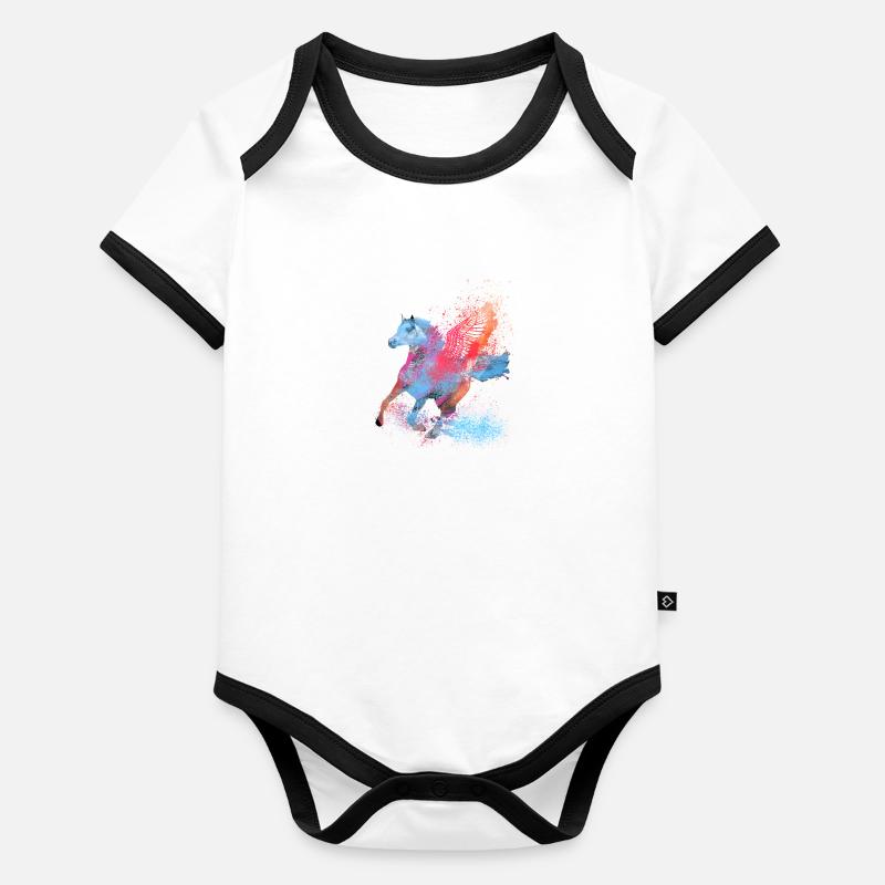 fliegendes pferd,pferd mit flügel,pferd,graffiti Baby Bio-Kurzarm-Kontrastbody