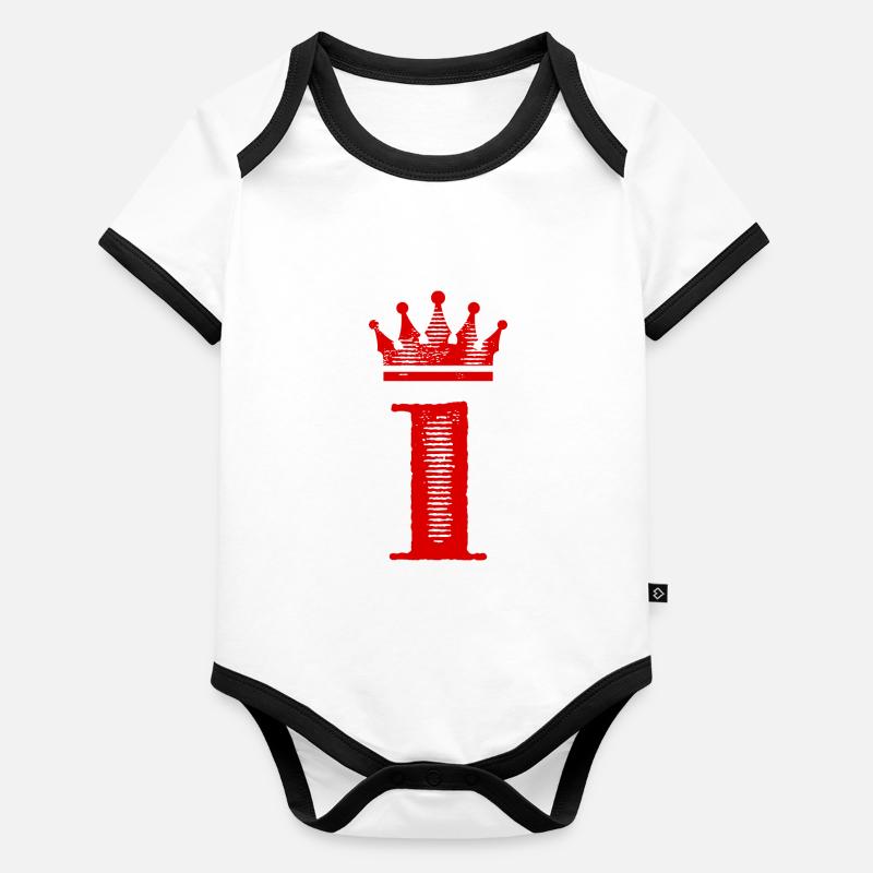 1 Zahl Krone Baby Bio-Kurzarm-Kontrastbody