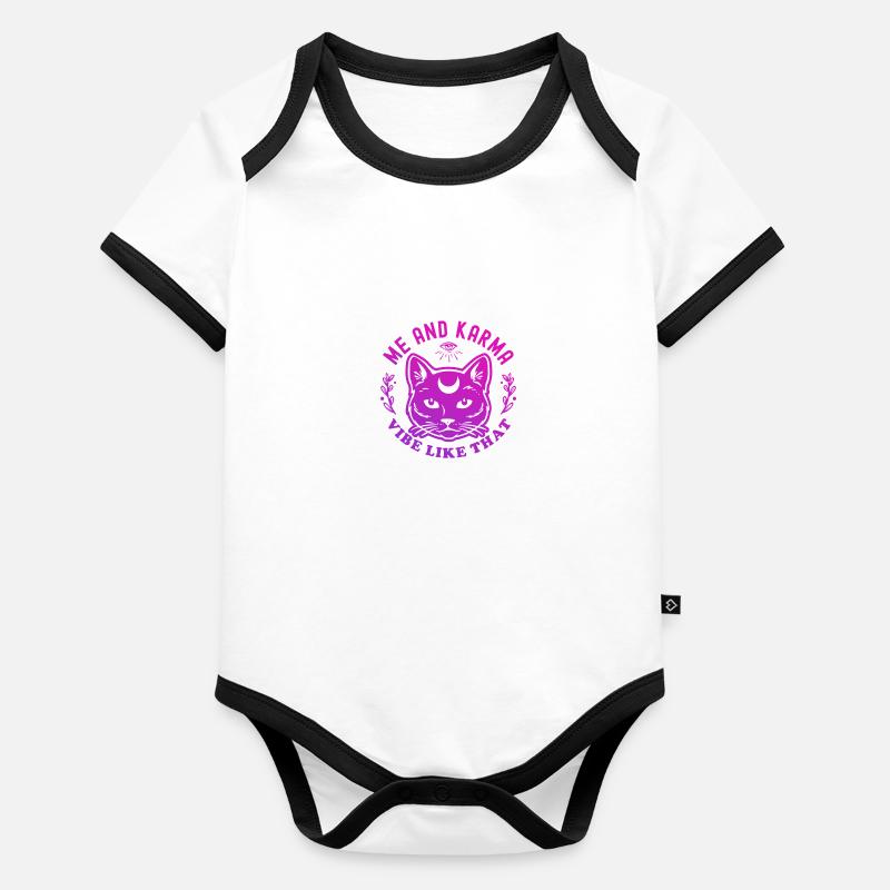 Moi et Karma Vibe Comme ça Le karma est un chat Body Bébé bio contrasté manches courtes
