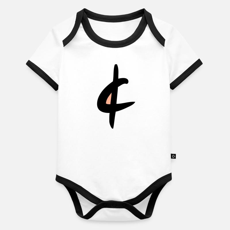 Cent symbol, euro cent drawing, colored. Organic Baby Contrasting Bodysuit