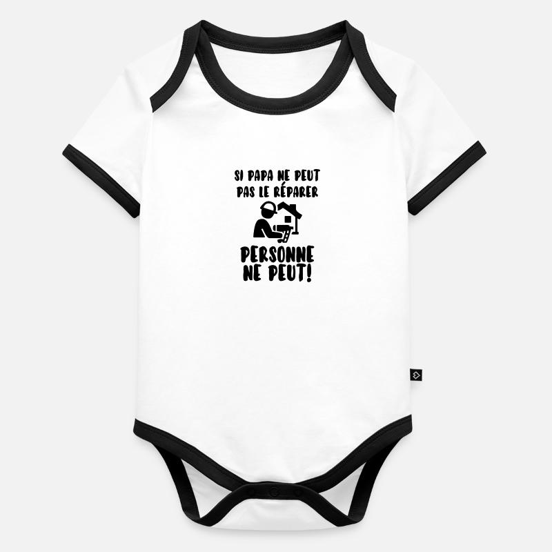 Papa bricoleur Body Bébé bio contrasté manches courtes