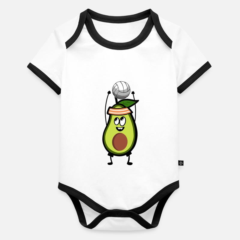 Volleyball Avocat Body Bébé bio contrasté manches courtes