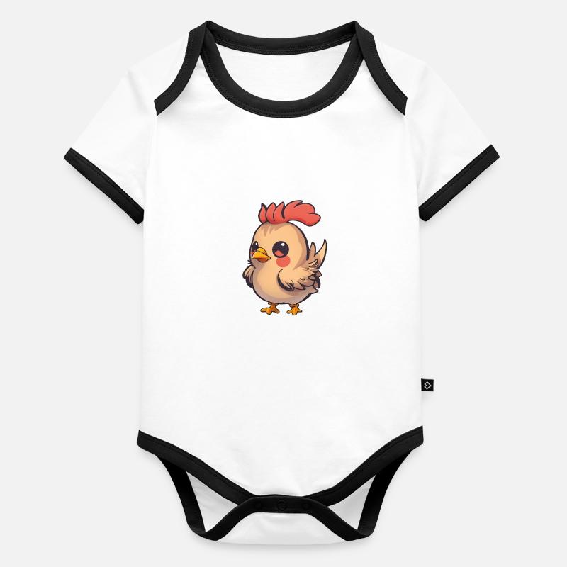 Poulet totalement mignon Body Bébé bio contrasté manches courtes