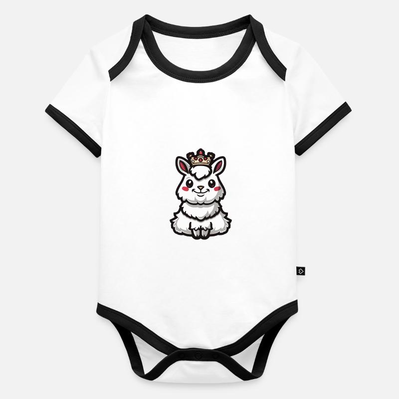 Alpaka Llama Comic Krone Baby Bio-Kurzarm-Kontrastbody