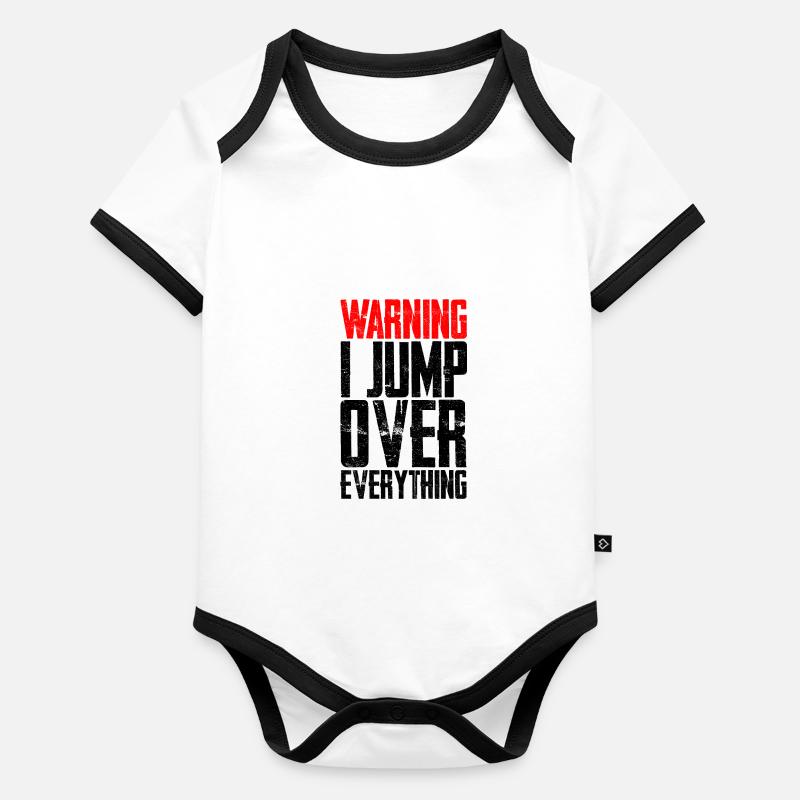 Warning I Jump Over Everything 3 Baby Bio-Kurzarm-Kontrastbody