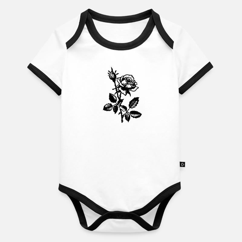 Fleur de rose Body Bébé bio contrasté manches courtes