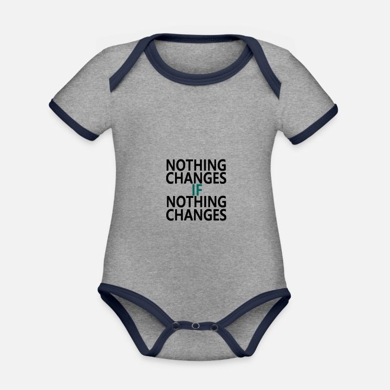 Nothing Changes If Nothing Changes - Body Bébé bio contrasté manches courtes - gris chiné/bleu marine