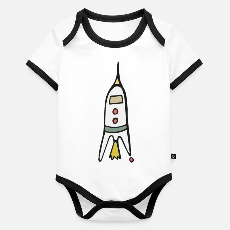 Lancement de fusée spatiale Body Bébé bio contrasté manches courtes
