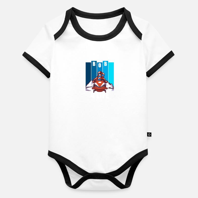 Bobfahren Wintersport vierer Bob Bobsport Baby Bio-Kurzarm-Kontrastbody