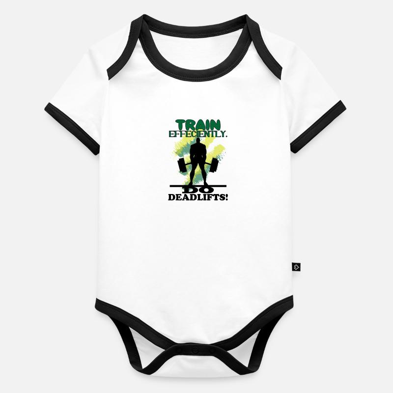 Train Efficiently Workout Powerlifter Gym Organic Baby Contrasting Bodysuit