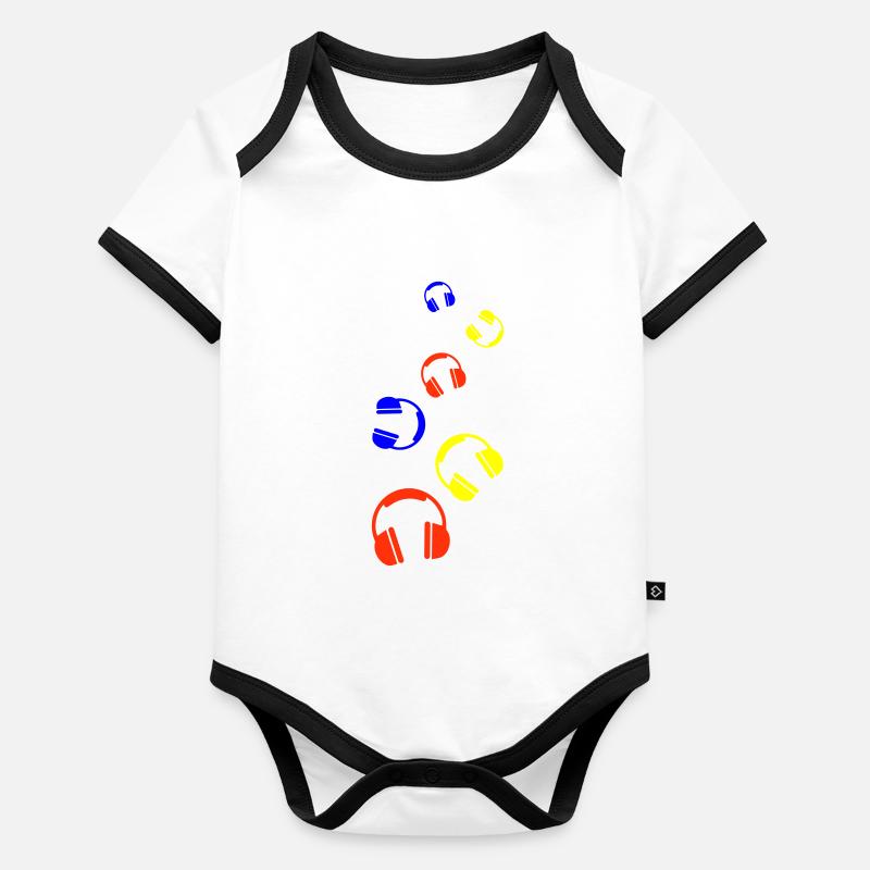 Kopfhörer Symbol Baby Bio-Kurzarm-Kontrastbody
