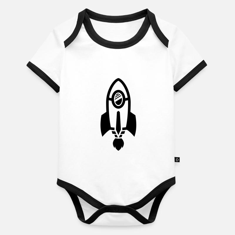 Symbole de fusée Body Bébé bio contrasté manches courtes