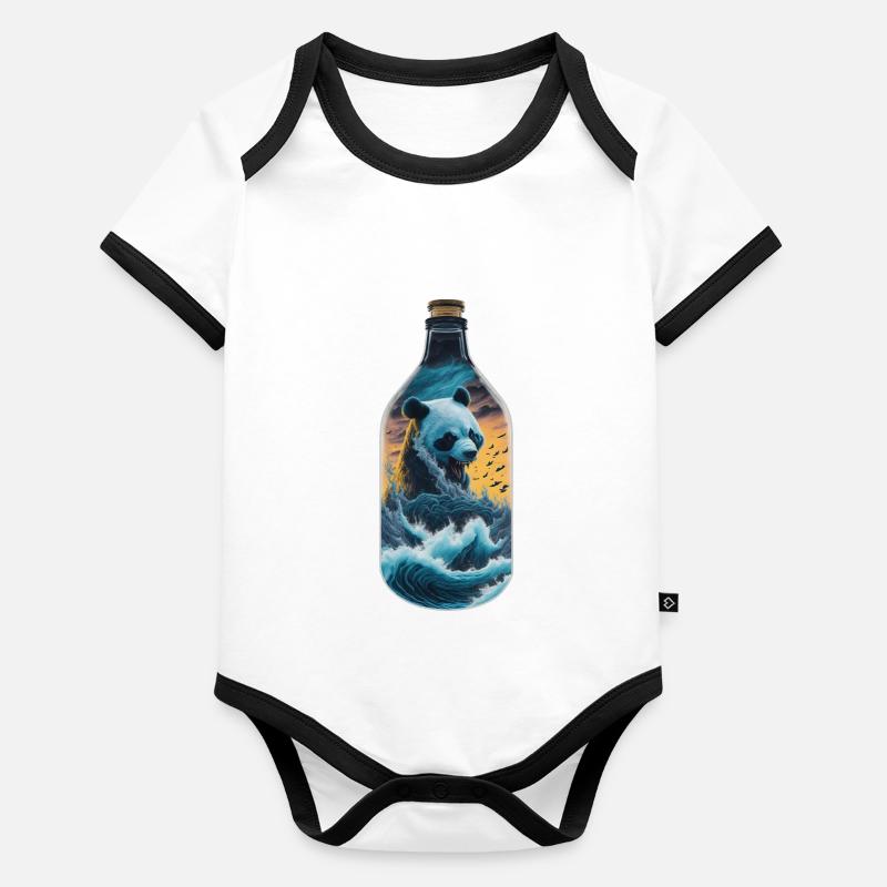 Panda Baby Bio-Kurzarm-Kontrastbody
