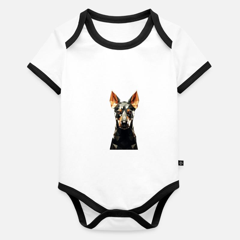 Geometric Dog Animation Organic Baby Contrasting Bodysuit
