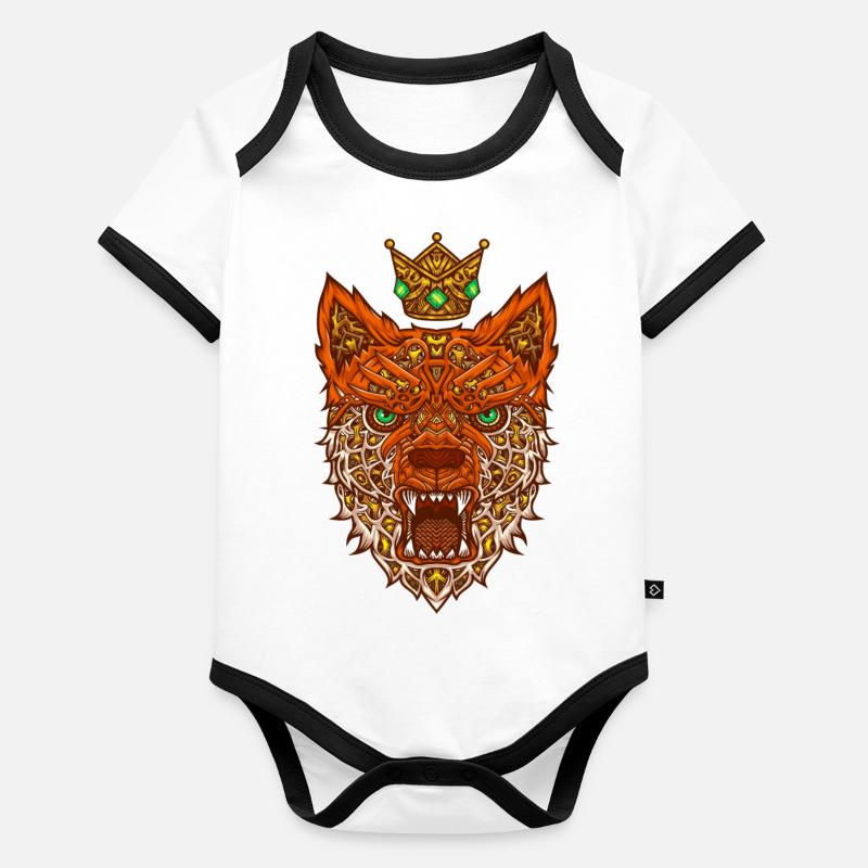 Nano fox with crown Organic Baby Contrasting Bodysuit