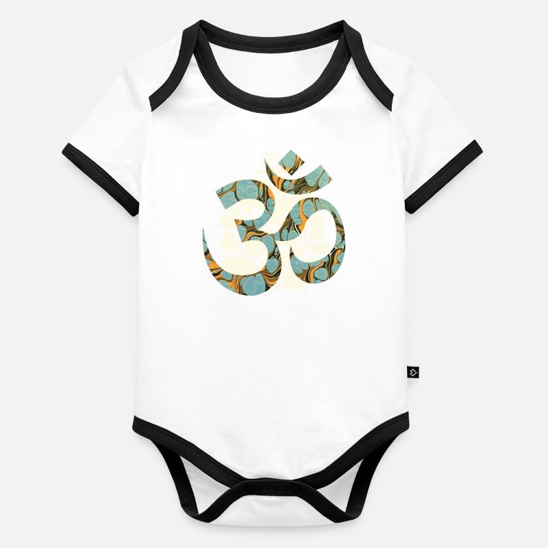 om avec ganesha e 204 Body Bébé bio contrasté manches courtes