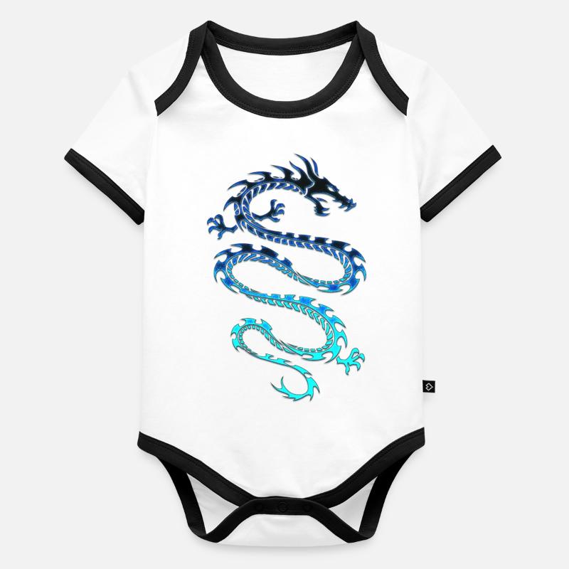 Drachen-Tatto Baby Bio-Kurzarm-Kontrastbody
