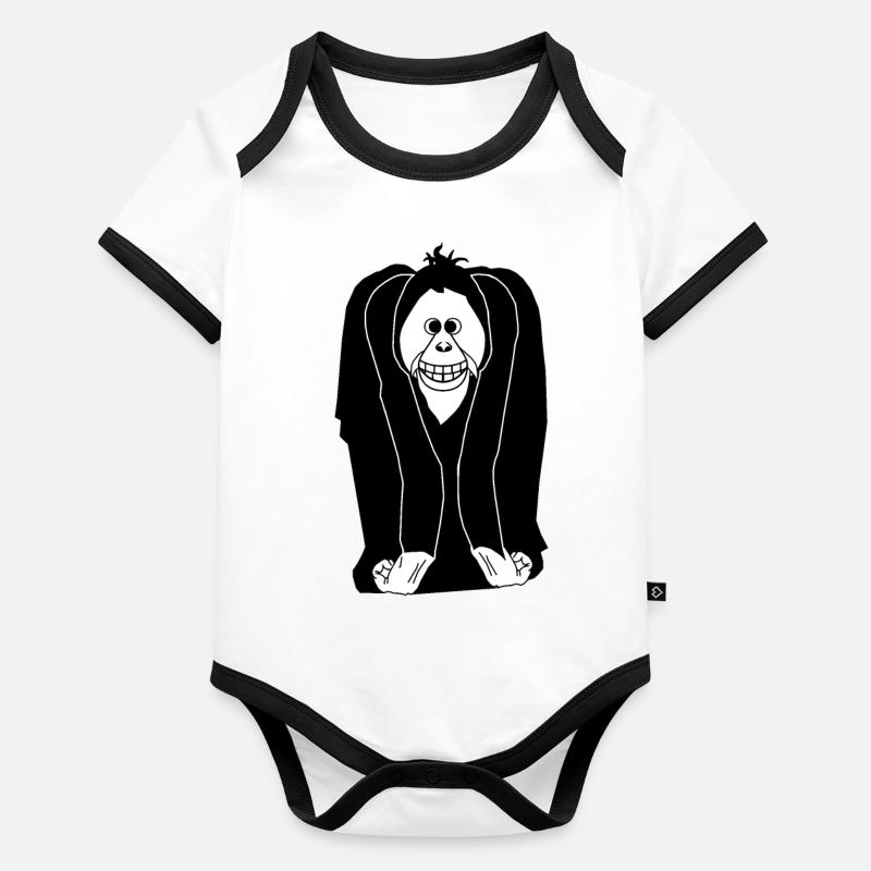 M. Orange, blanc Body Bébé bio contrasté manches courtes