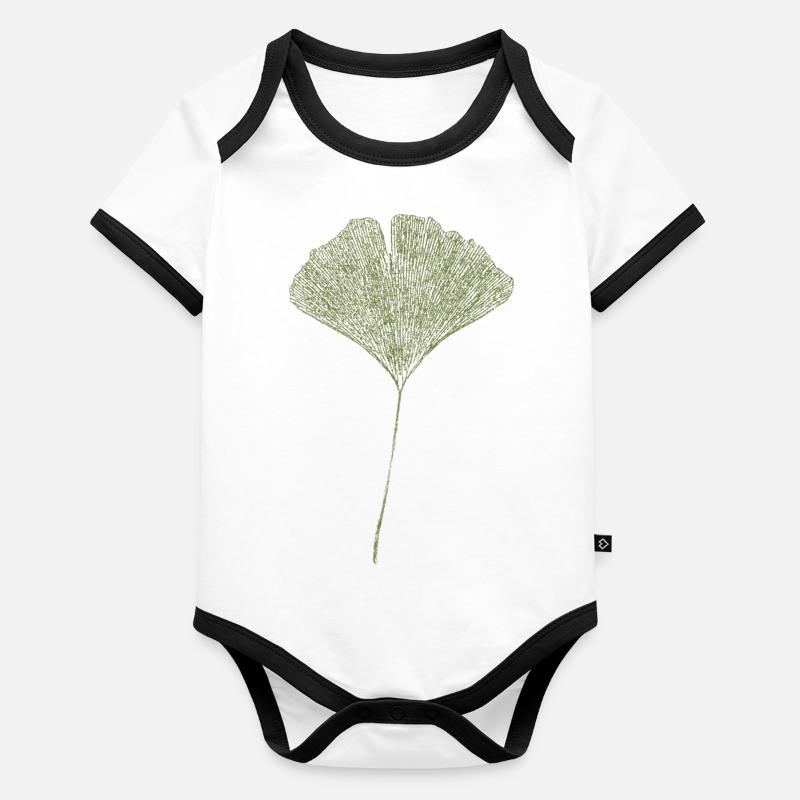 Feuille Ginkgo / Feuille de Ginkgo Body Bébé bio contrasté manches courtes