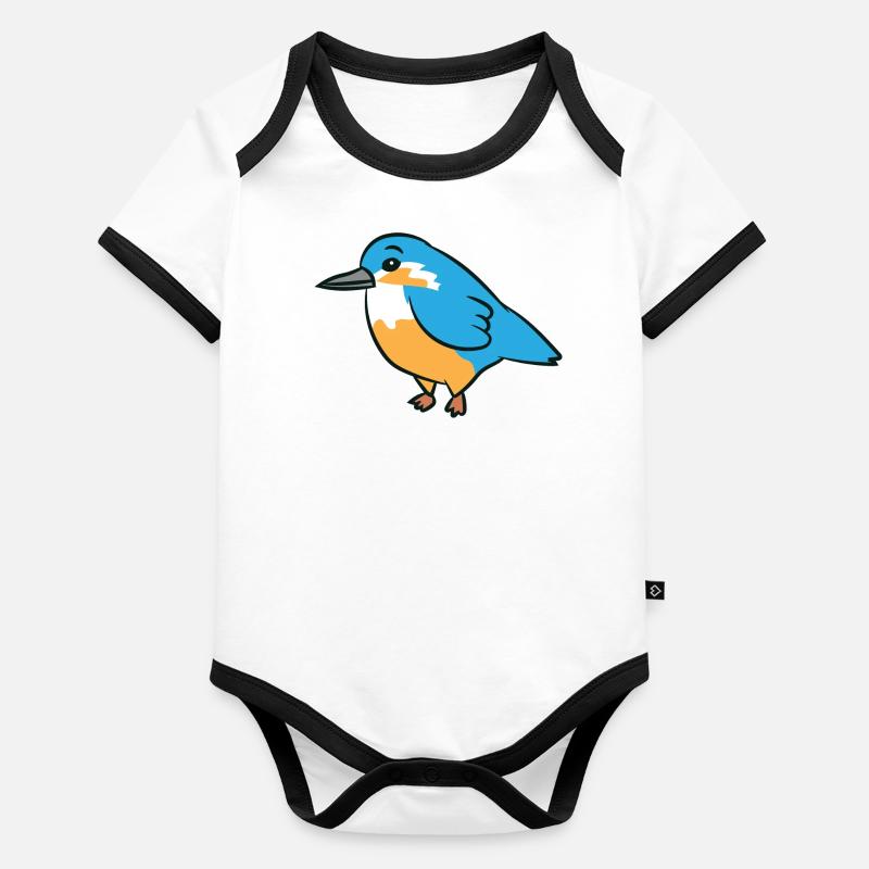 Kingfisher - Illustration Body Bébé bio contrasté manches courtes