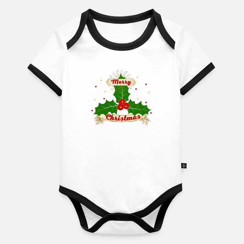 MERRY CHRISTMAS Body Bébé bio contrasté manches courtes