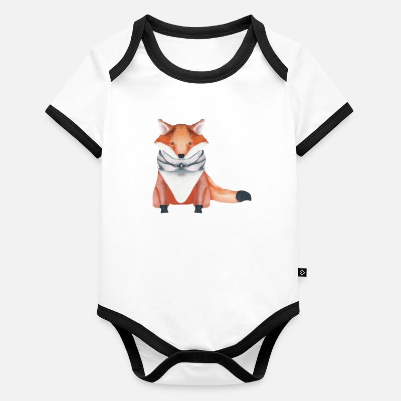 Renard Body Bébé bio contrasté manches courtes