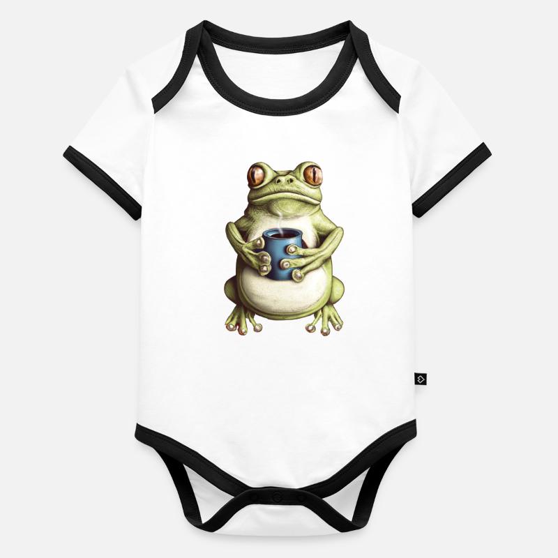 Café de grenouille crapaud Body Bébé bio contrasté manches courtes