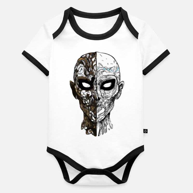 Tête de mort Body Bébé bio contrasté manches courtes