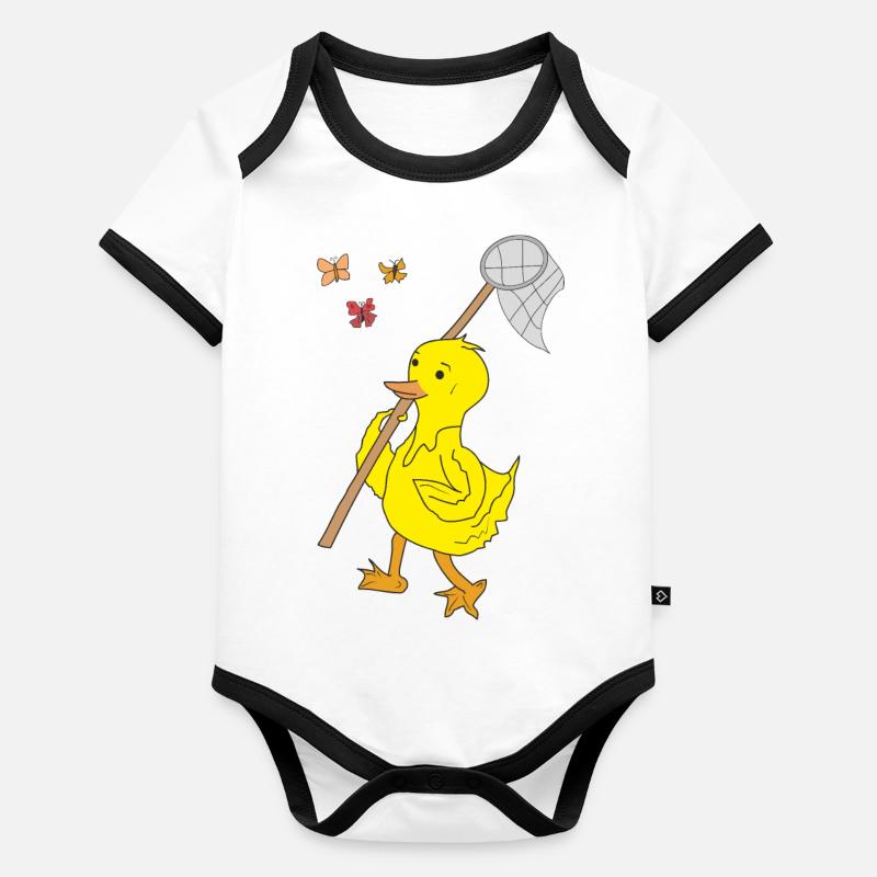 Caneton Body Bébé bio contrasté manches courtes