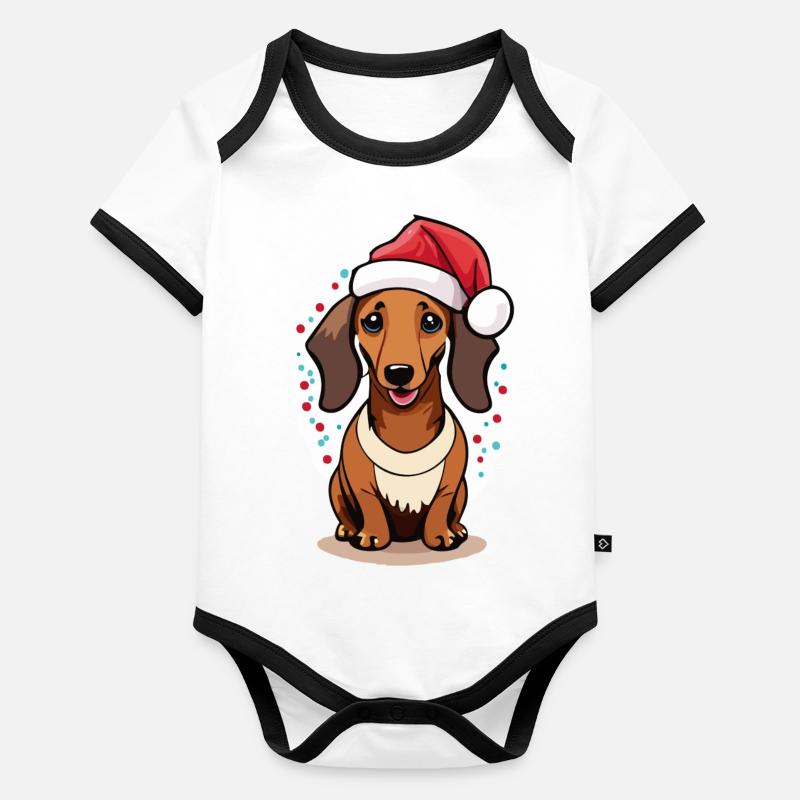 Noël teckel Body Bébé bio contrasté manches courtes