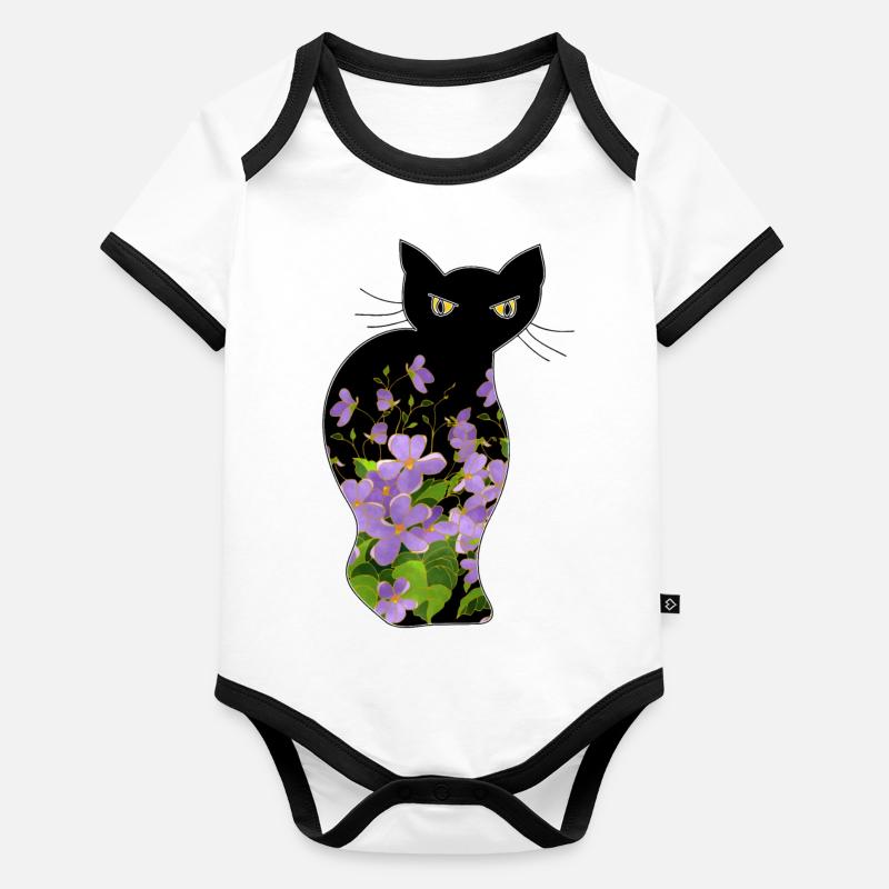 Chat Body Bébé bio contrasté manches courtes