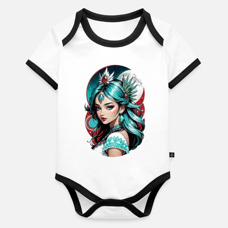 Indische Prinzessin - Aztek Baby Bio-Kurzarm-Kontrastbody