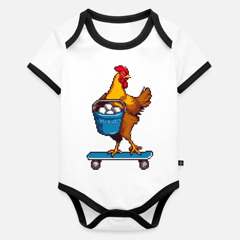 Skateboard-Gegacker Baby Bio-Kurzarm-Kontrastbody