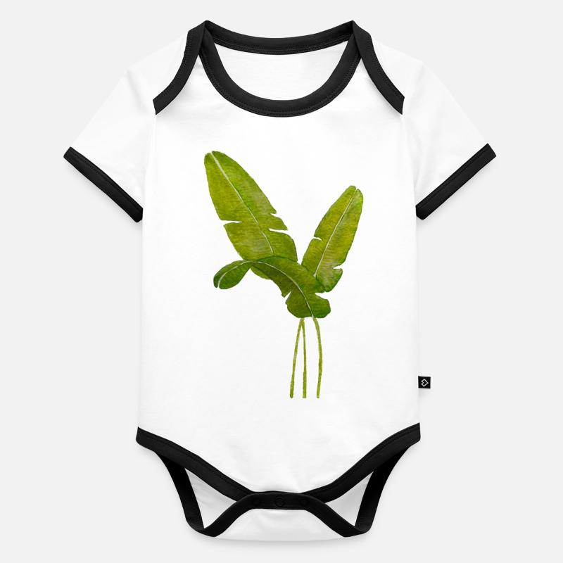 Feuilles de bananier Body Bébé bio contrasté manches courtes