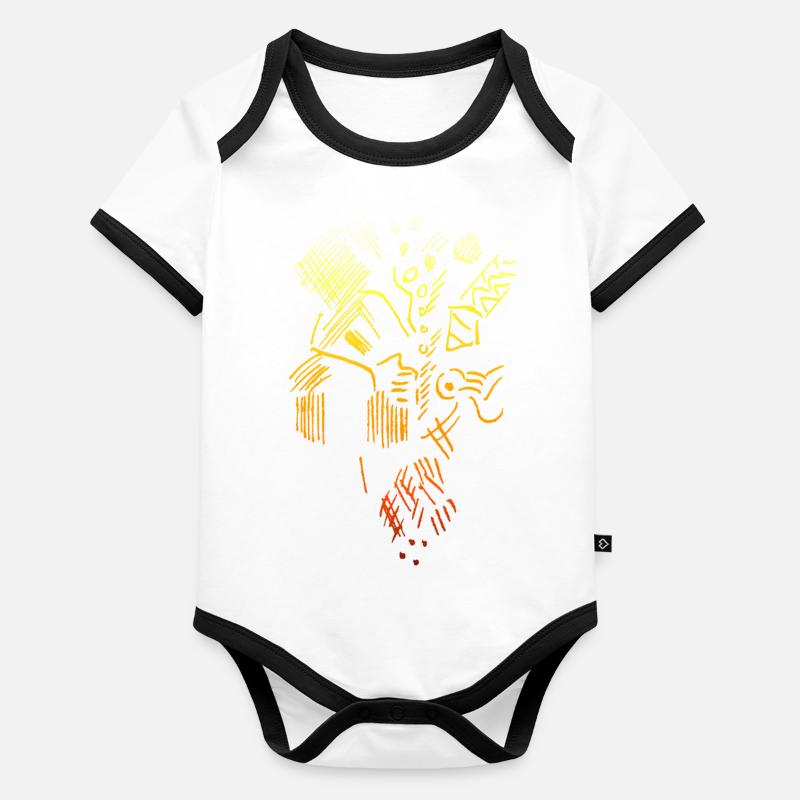 Motif abstrait Body Bébé bio contrasté manches courtes