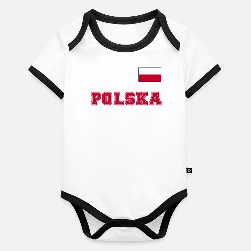 Poland jersey look – POLSKA with flag Organic Baby Contrasting Bodysuit