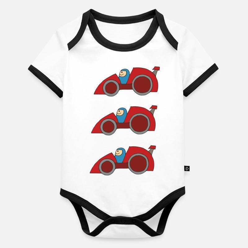 autorennen Baby Bio-Kurzarm-Kontrastbody