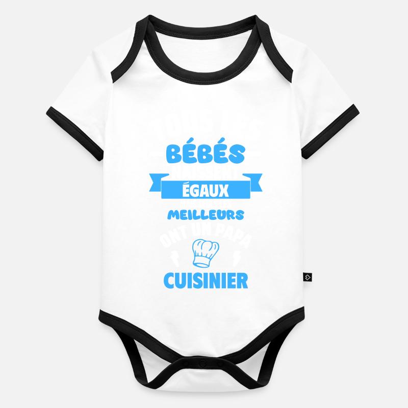 Bébé papa cuisinier,Gourmet,humour,naissance Body Bébé bio contrasté manches courtes