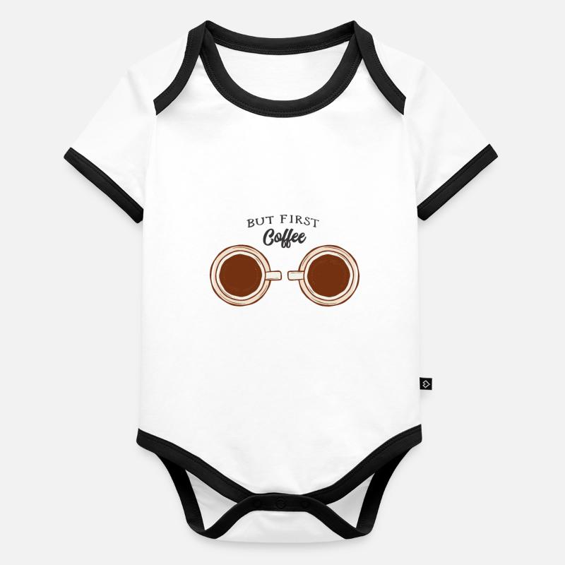 But First Coffee Organic Baby Contrasting Bodysuit