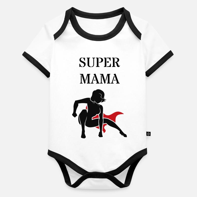 super mama- Beste Mama der Welt Baby Bio-Kurzarm-Kontrastbody