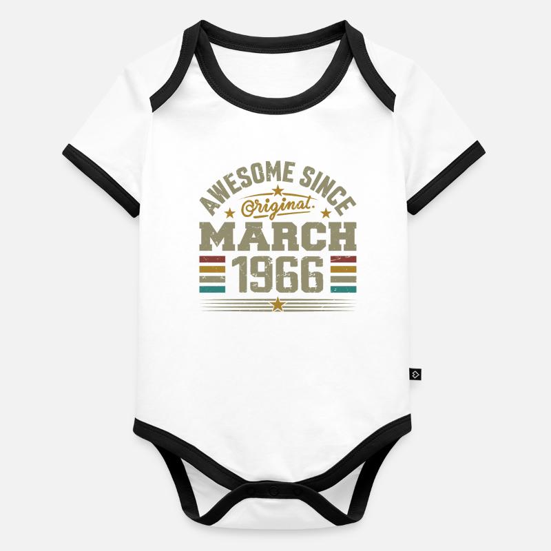 Mars 1966 Anniversaire Idée Cadeau Vintage 1966 Body Bébé bio contrasté manches courtes
