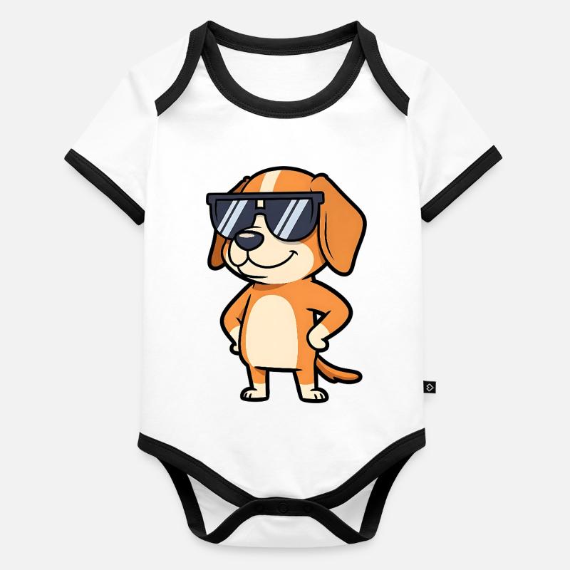 Sonnenbrillen Hund Pose Baby Bio-Kurzarm-Kontrastbody