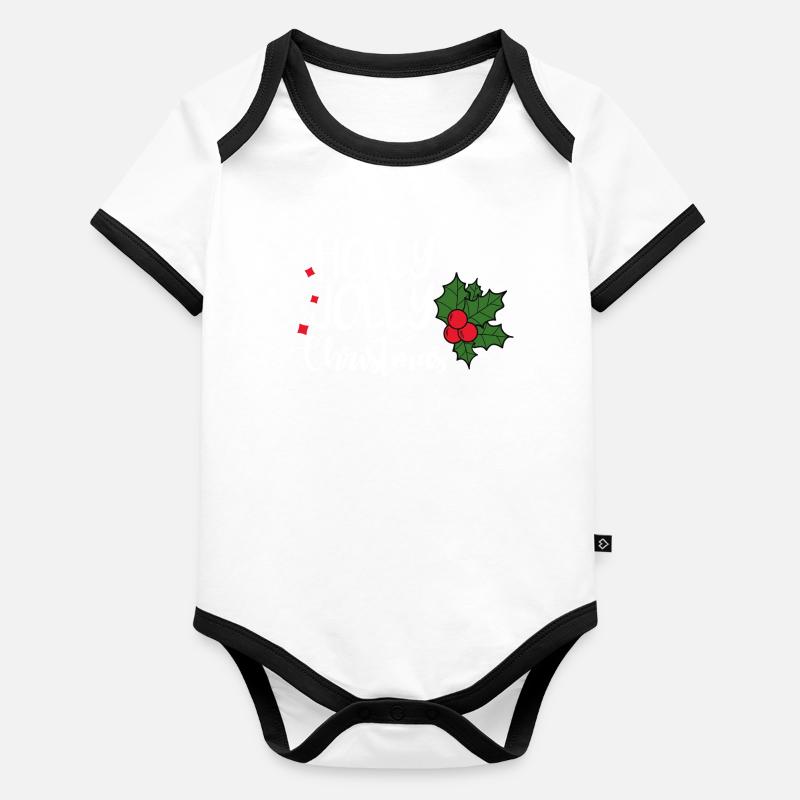 Holly Jolly Noël Body Bébé bio contrasté manches courtes
