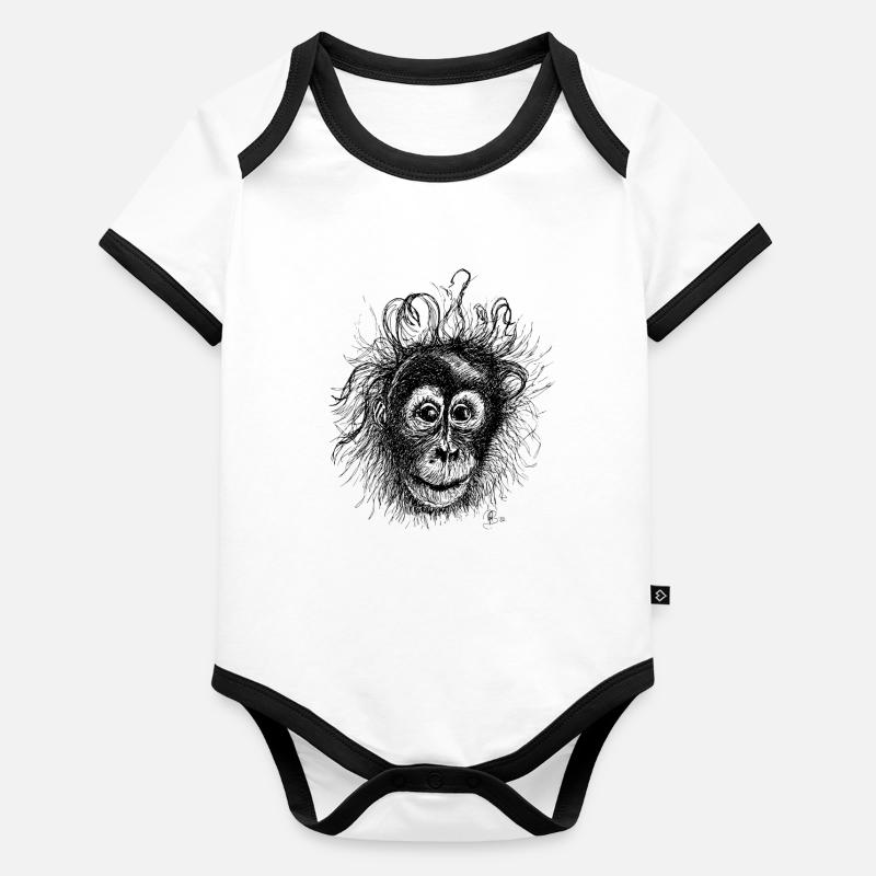 Orang-outan Body Bébé bio contrasté manches courtes