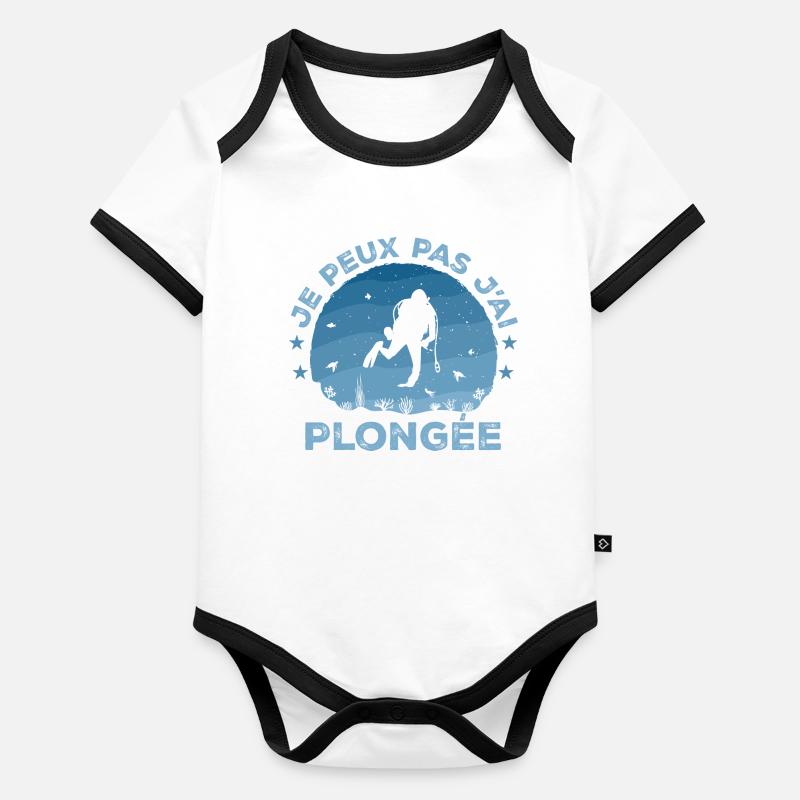 Je Peux Pas J'ai Plongée - Cadeau De Plongée Body Bébé bio contrasté manches courtes