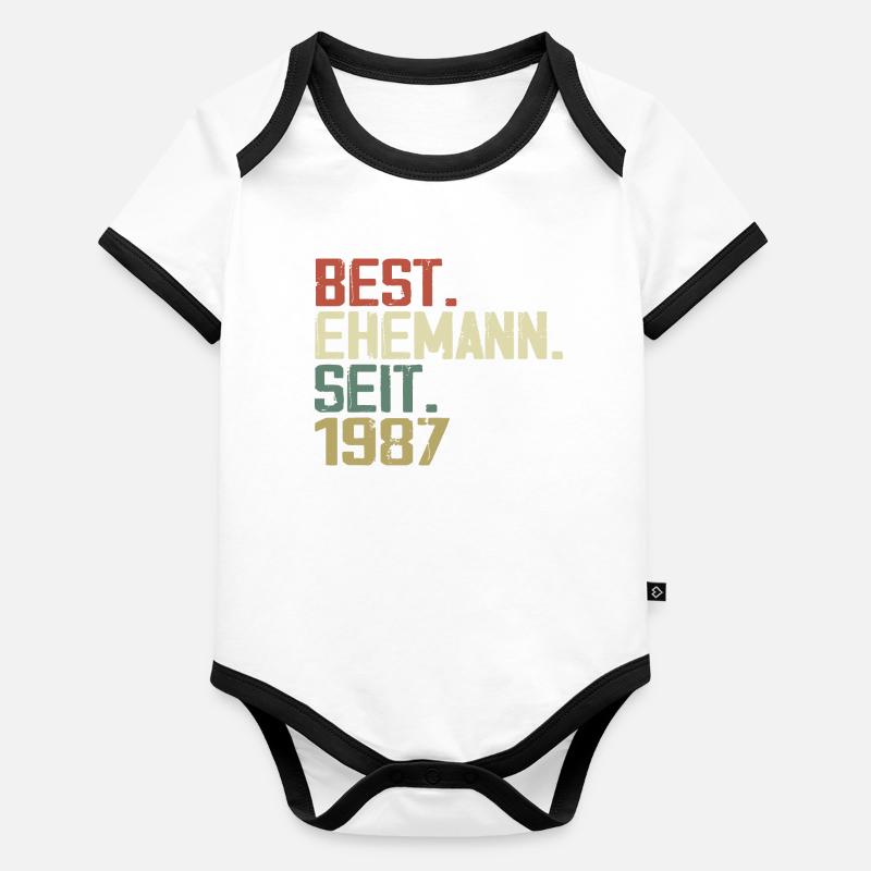 Best Husband Since 1987 Birthday Gift 1987 Organic Baby Contrasting Bodysuit